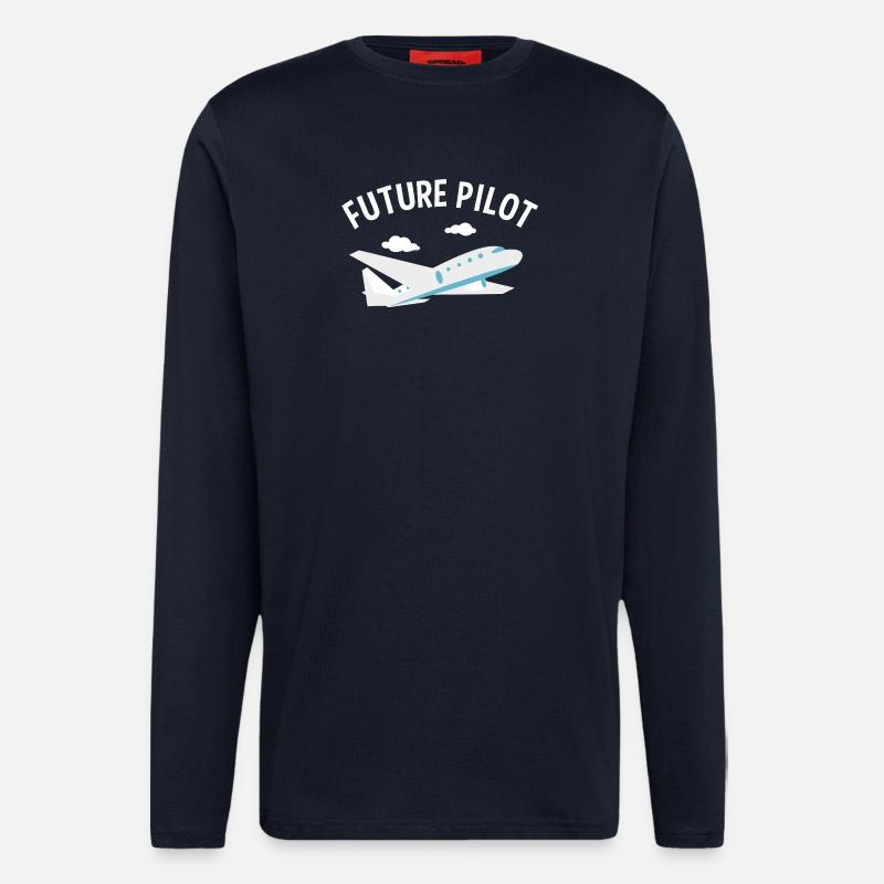 Futur Pilot Tee - Manches longues bio décontracté fabriqué en UE - DARK NAVY