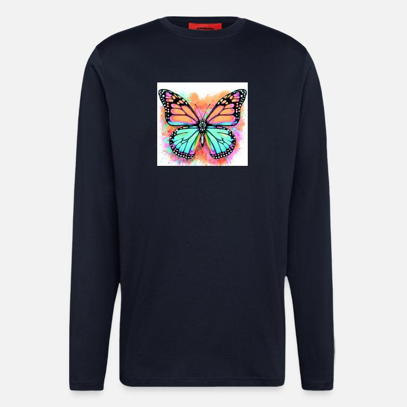 papillon - Manches longues bio décontracté fabriqué en UE - DARK NAVY