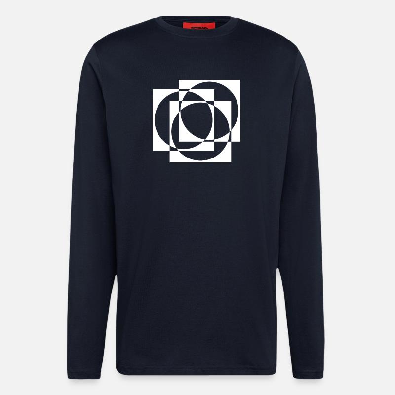 Geometric Circles and Squares Overlay - Longsleeve - made by SPREAD - DARK NAVY