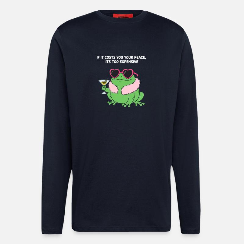 Peaceful Frog Martini - Longsleeve - made by SPREAD  - DARK NAVY