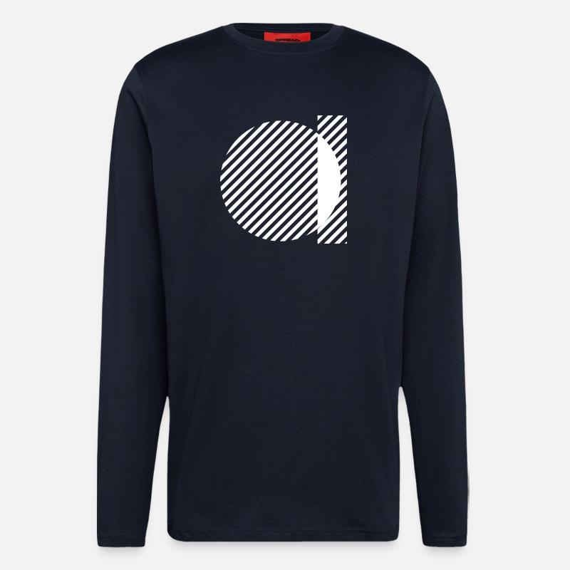 Geometric Stripe Circles Monochrome Pattern - Longsleeve - made by SPREAD - DARK NAVY