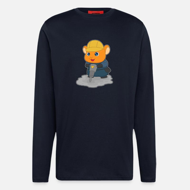 Chantier de construction Hamster Jackhammer - Manches longues bio décontracté fabriqué en UE - DARK NAVY