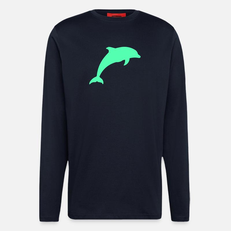 Leuchtender Delfin Silhouette - Langarmshirt - made by SPREAD - DARK NAVY
