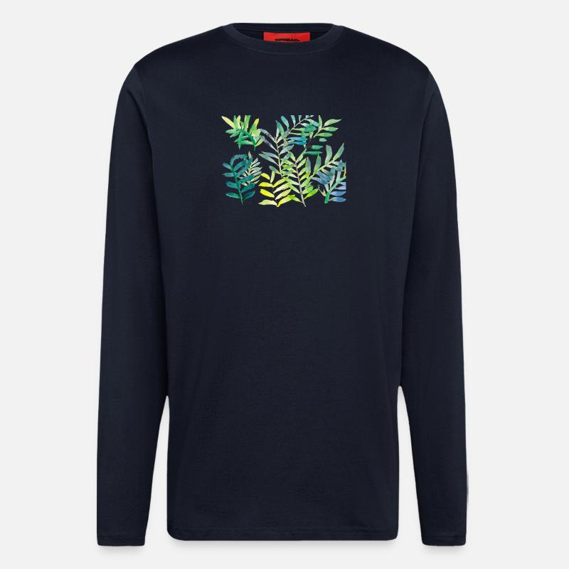 Wasserfarbene Blattzweige - Langarmshirt - made by SPREAD - DARK NAVY