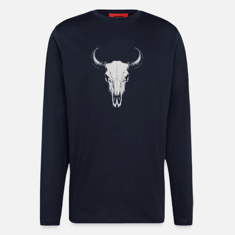 Bull Skull Horns - Langarmshirt - made by SPREAD  - DARK NAVY
