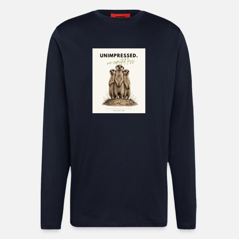 Trio de suricates peu impressionné - Manches longues bio décontracté fabriqué en UE - DARK NAVY