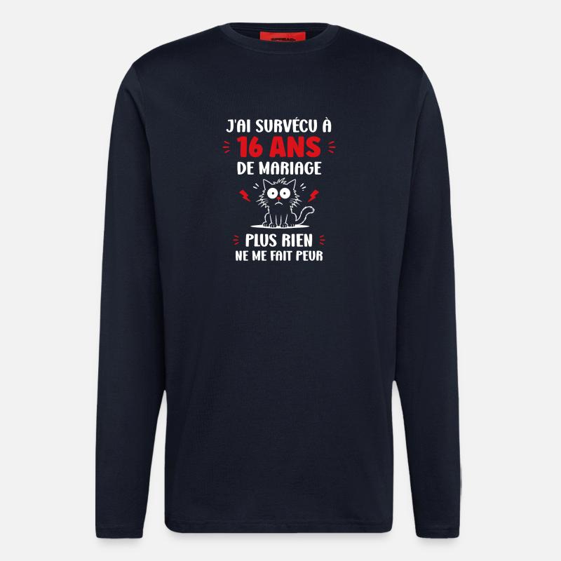 16 ans de mariage - Manches longues bio décontracté fabriqué en UE - DARK NAVY