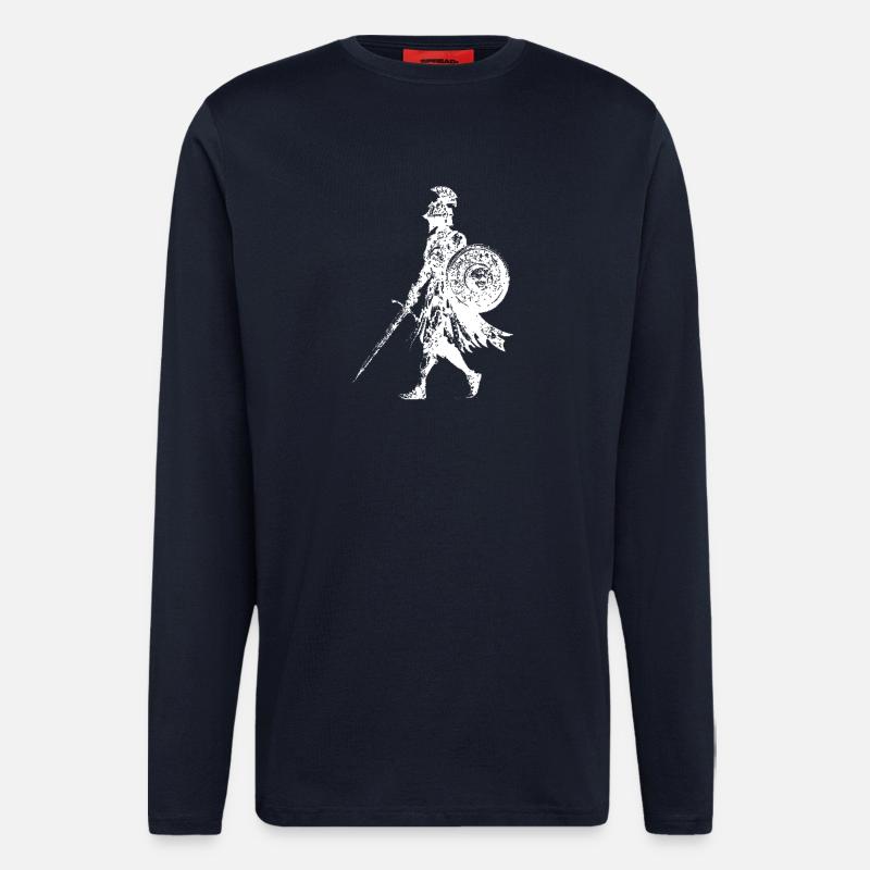 Épée Bouclier Silhouette de Chevalier - Manches longues bio décontracté fabriqué en UE - DARK NAVY