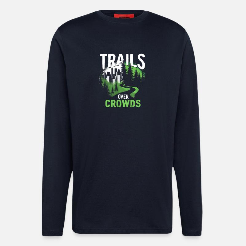 Trails Over Crowds Slow Hiking - Longsleeve - made by SPREAD - DARK NAVY