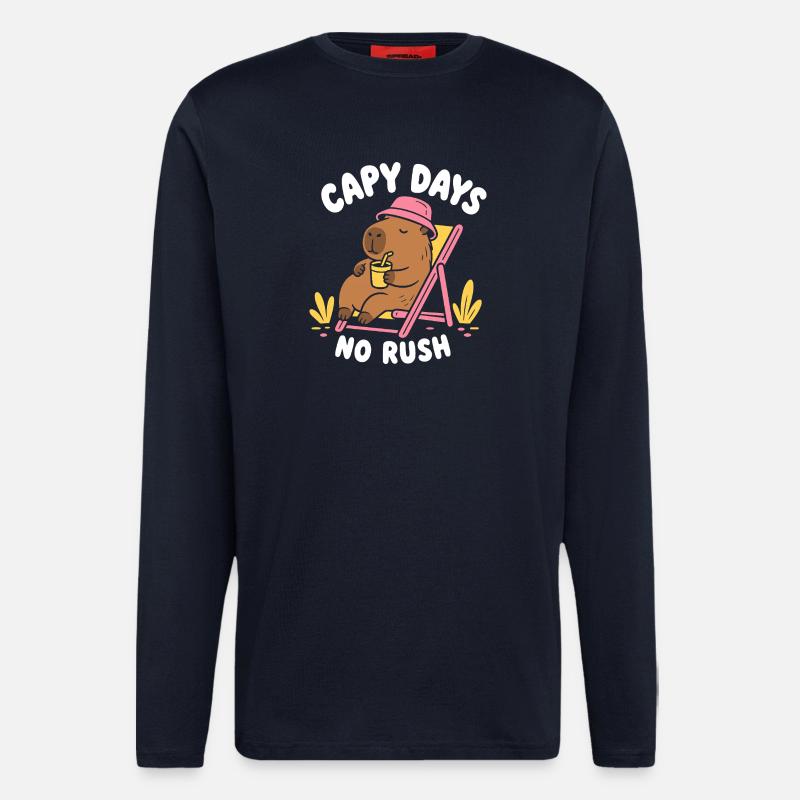 Capy Days No Rush Capybara - Longsleeve - made by SPREAD  - DARK NAVY