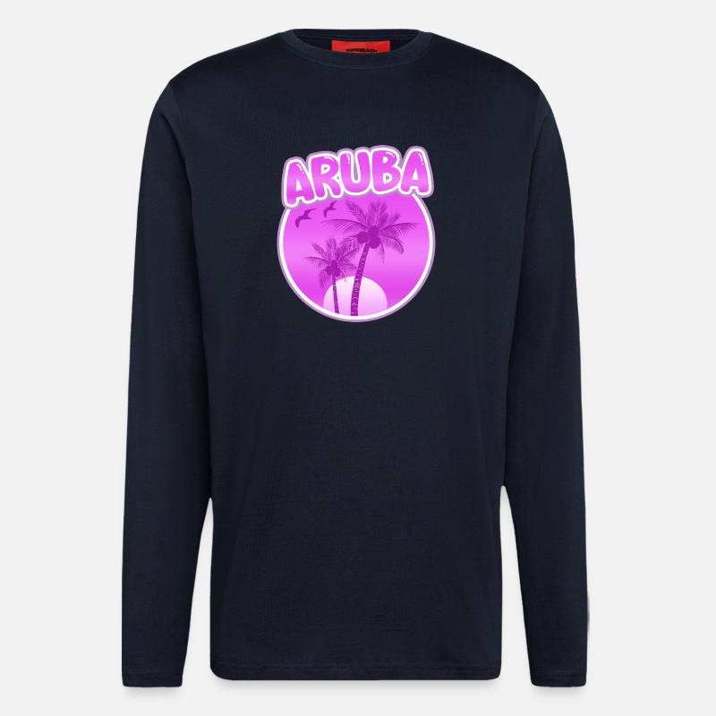 Aruba als Strand - Langarmshirt - made by SPREAD  - DARK NAVY