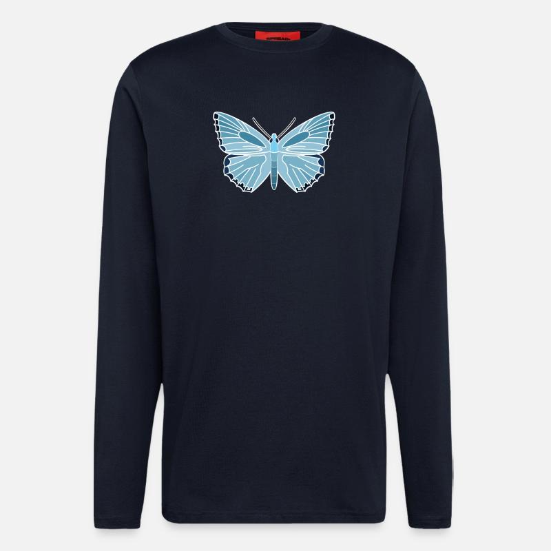 Bleu argenté-vert - Manches longues bio décontracté fabriqué en UE - DARK NAVY