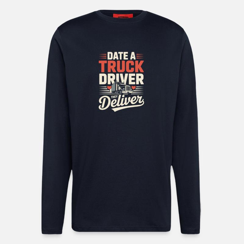 Date Lastwagenfahrer Ehefrau Trucker Spruch - Langarmshirt - made by SPREAD  - DARK NAVY