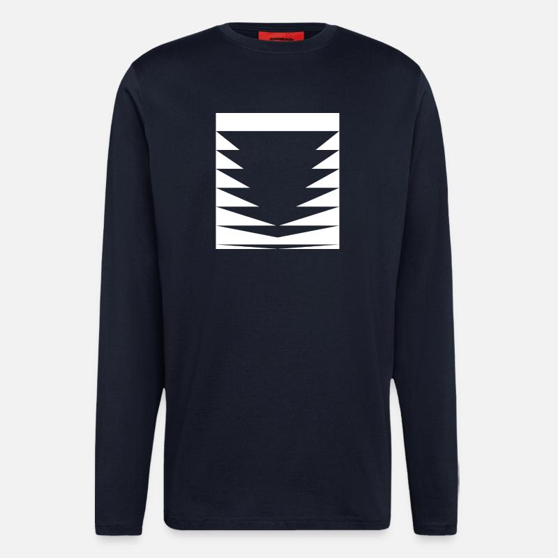Motif de triangles noirs - Manches longues bio décontracté fabriqué en UE - DARK NAVY