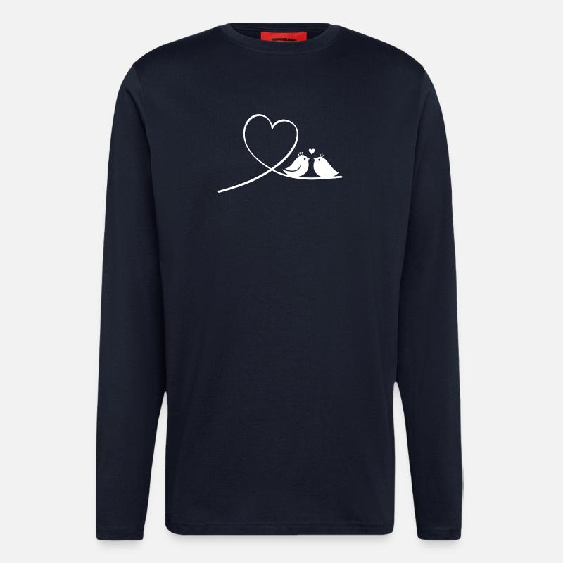 Verliebte Vögel mit Herz Silhouette - Langarmshirt - made by SPREAD  - DARK NAVY