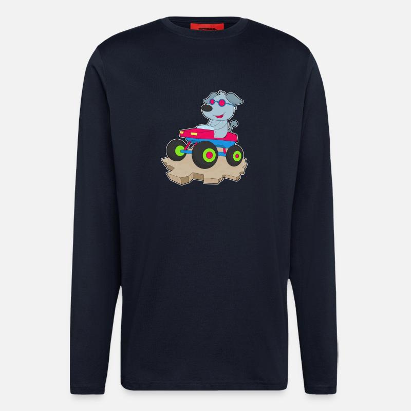 Hund Auto - Langarmshirt - made by SPREAD  - DARK NAVY