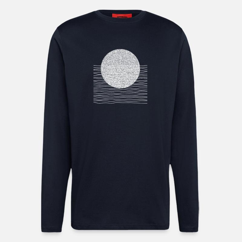 Soleil monochrome sur les vagues - Manches longues bio décontracté fabriqué en UE - DARK NAVY