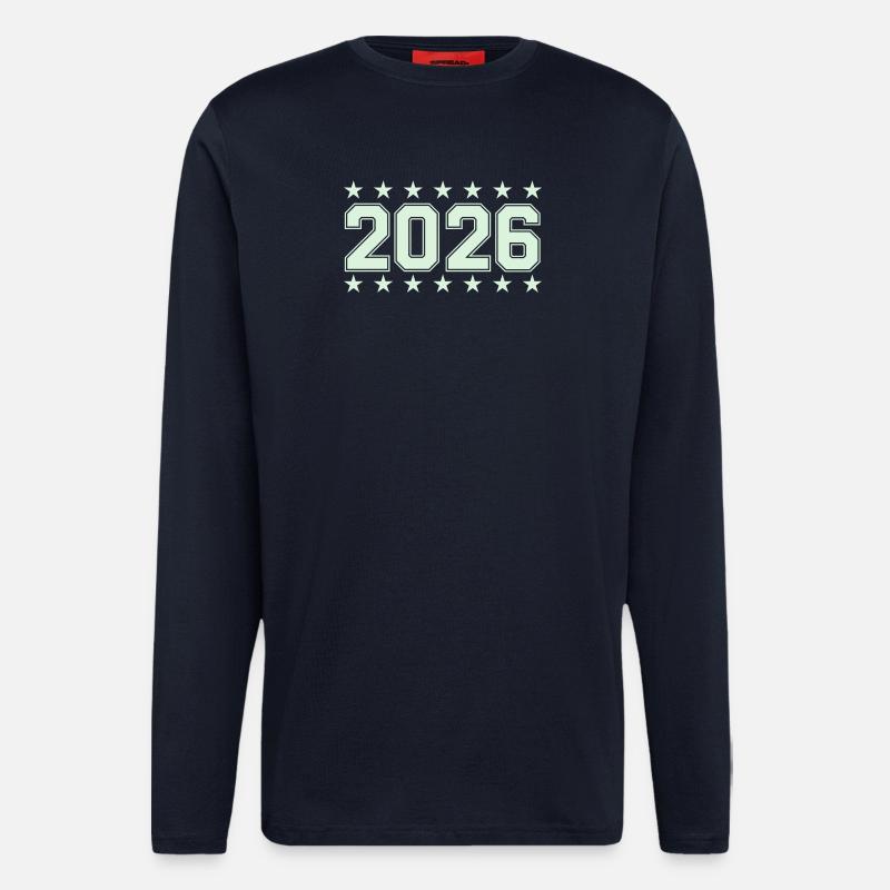 2026 Retro Blockschrift mit Sternen - Langarmshirt - made by SPREAD - DARK NAVY