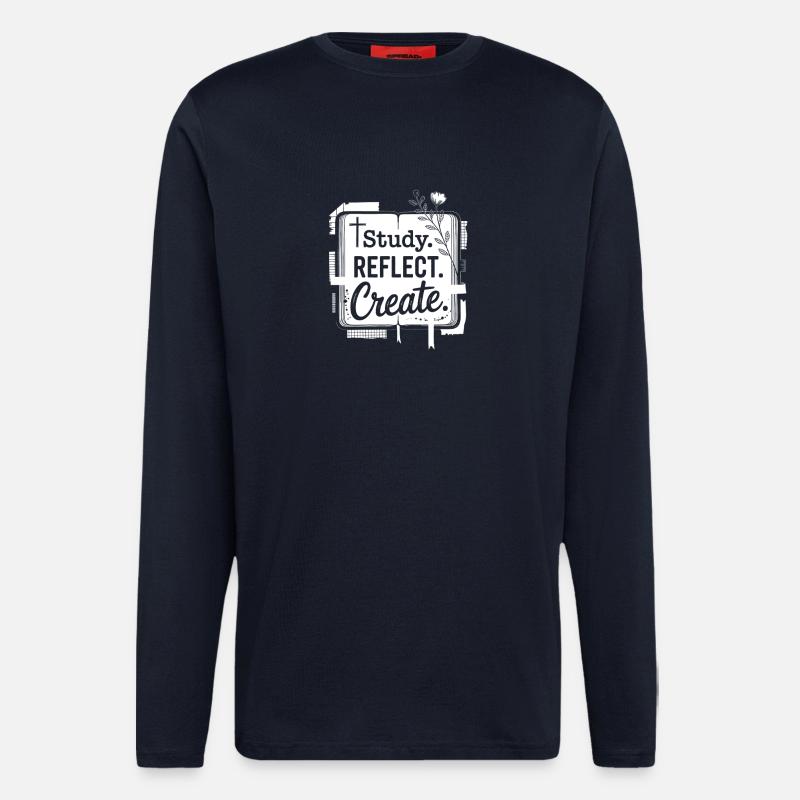 Étudier Réfléchir Créer - Manches longues bio décontracté fabriqué en UE - DARK NAVY