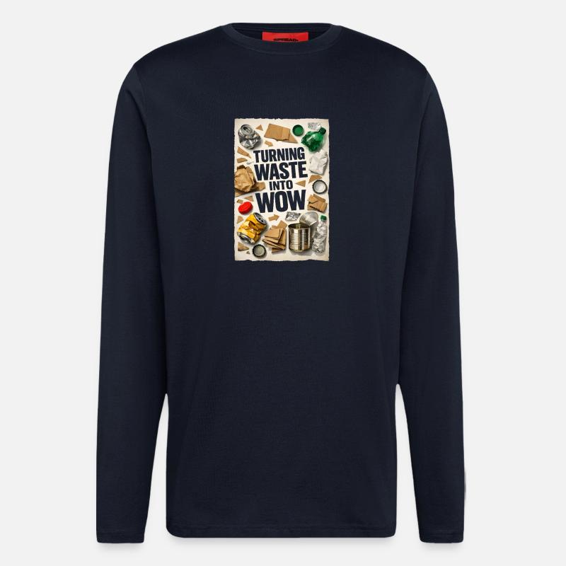 Abfall wird Wow | Upcycling Recycling - Langarmshirt - made by SPREAD  - DARK NAVY