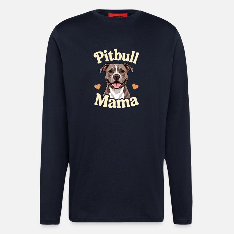 Pitbull Mama Illustration Geschenk - Langarmshirt - made by SPREAD  - DARK NAVY