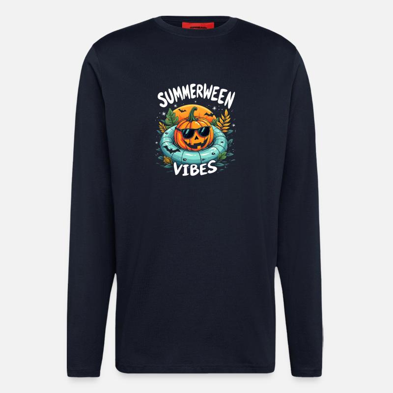 Ambiance Summerween Halloween - Manches longues bio décontracté fabriqué en UE - DARK NAVY