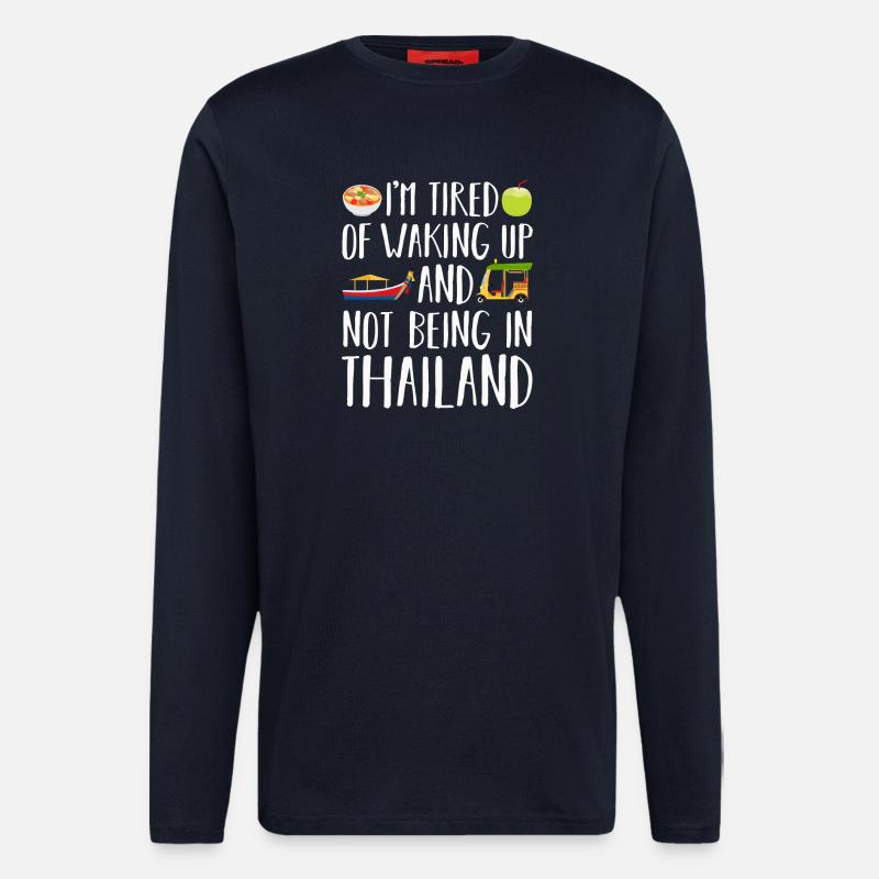 Thaïlande - Manches longues bio décontracté fabriqué en UE - DARK NAVY