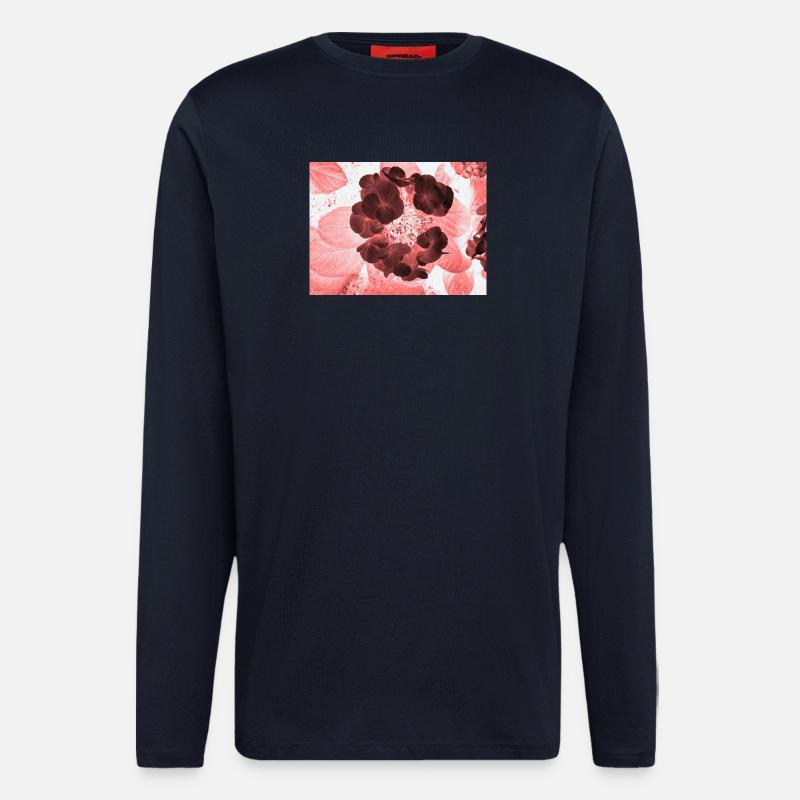 Rote Hydrangea Florales Muster - Langarmshirt - made by SPREAD - DARK NAVY