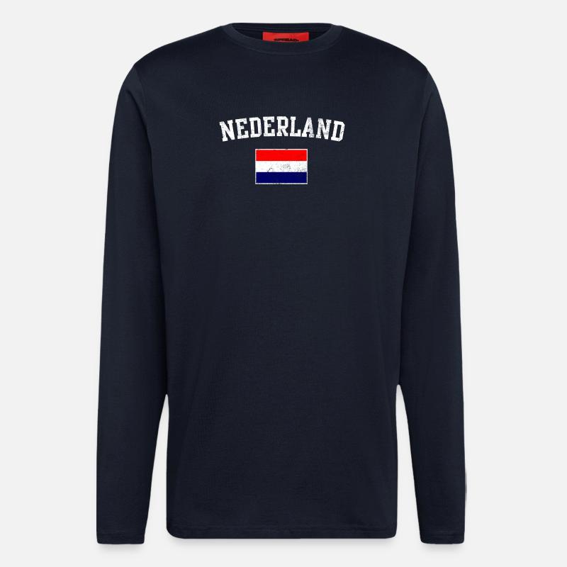 Drapeau de l’arc des Pays-Bas - Manches longues bio décontracté fabriqué en UE - DARK NAVY