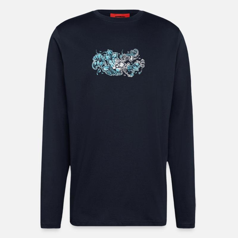 Blue Flower Pattern - Longsleeve - made by SPREAD  - DARK NAVY