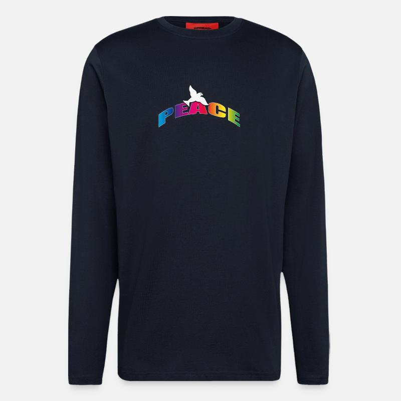 Peace mit Taube Regenbogenfarben - Langarmshirt - made by SPREAD  - DARK NAVY