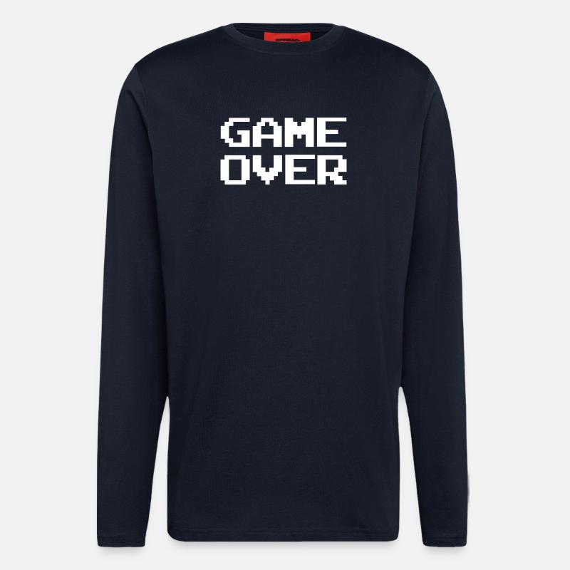 Pixel Game Over Rétro - Manches longues bio décontracté fabriqué en UE - DARK NAVY