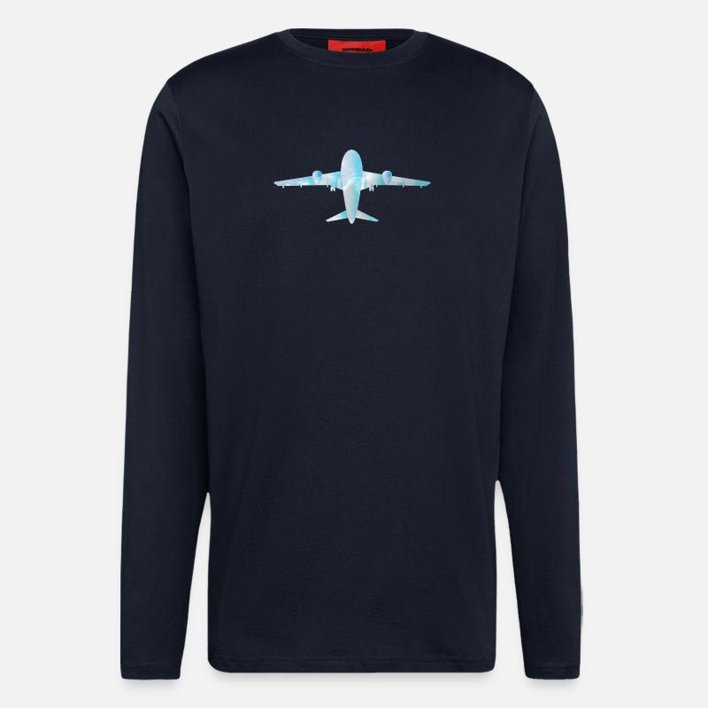 Passenger plane with cloud pattern - Longsleeve - made by SPREAD  - DARK NAVY