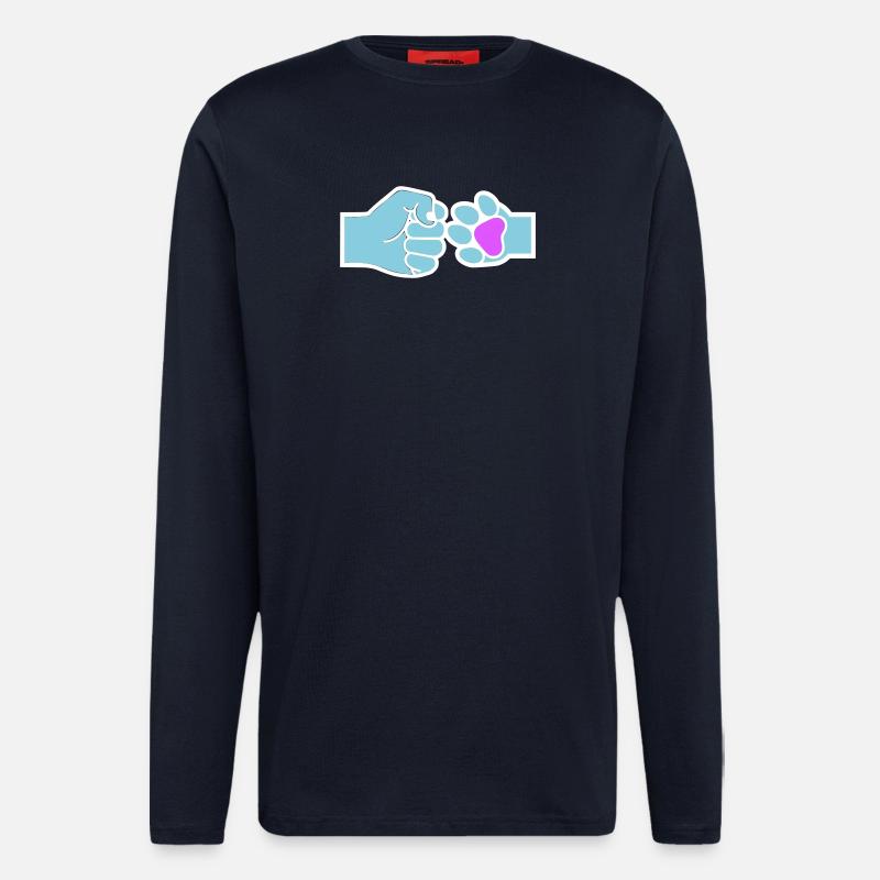 Faust Pfote Check Mensch Tier Team - Langarmshirt - made by SPREAD  - DARK NAVY