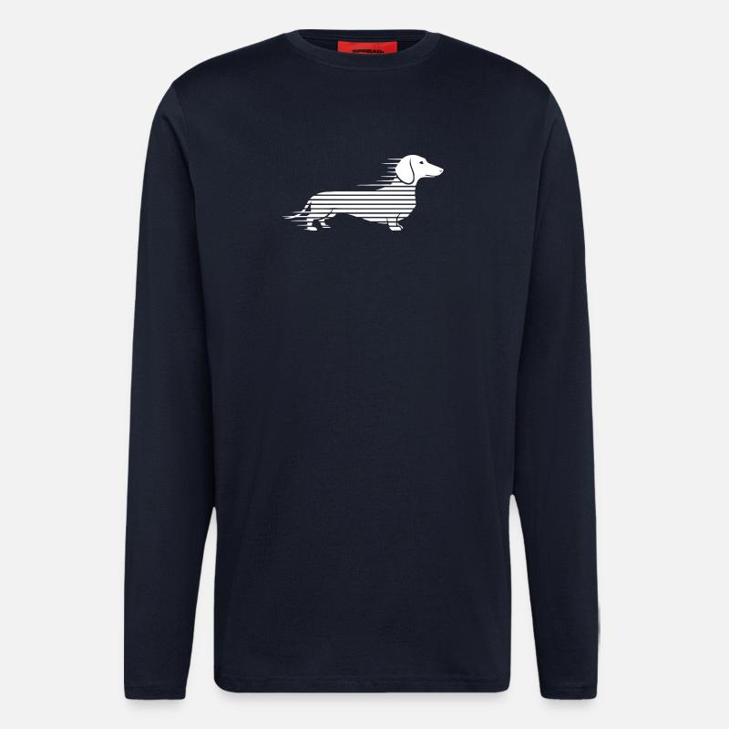 Gestreifter Dackel im Lauf - Langarmshirt - made by SPREAD  - DARK NAVY