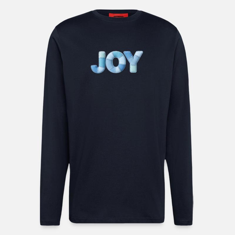 Blue Patchwork Joy Schriftzug - Langarmshirt - made by SPREAD  - DARK NAVY