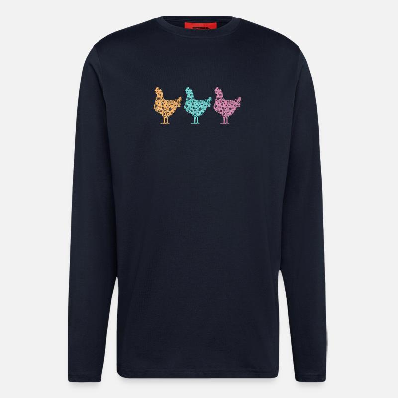 Pastel Chickens Silhouettes Pattern - Longsleeve - made by SPREAD  - DARK NAVY