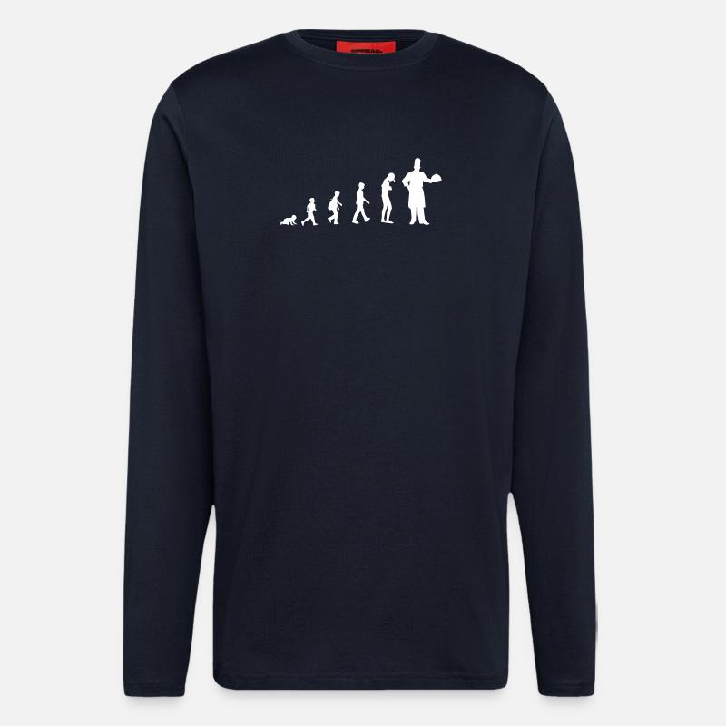 Evolution vom Baby zum Koch / Restaurant - Langarmshirt - made by SPREAD  - DARK NAVY