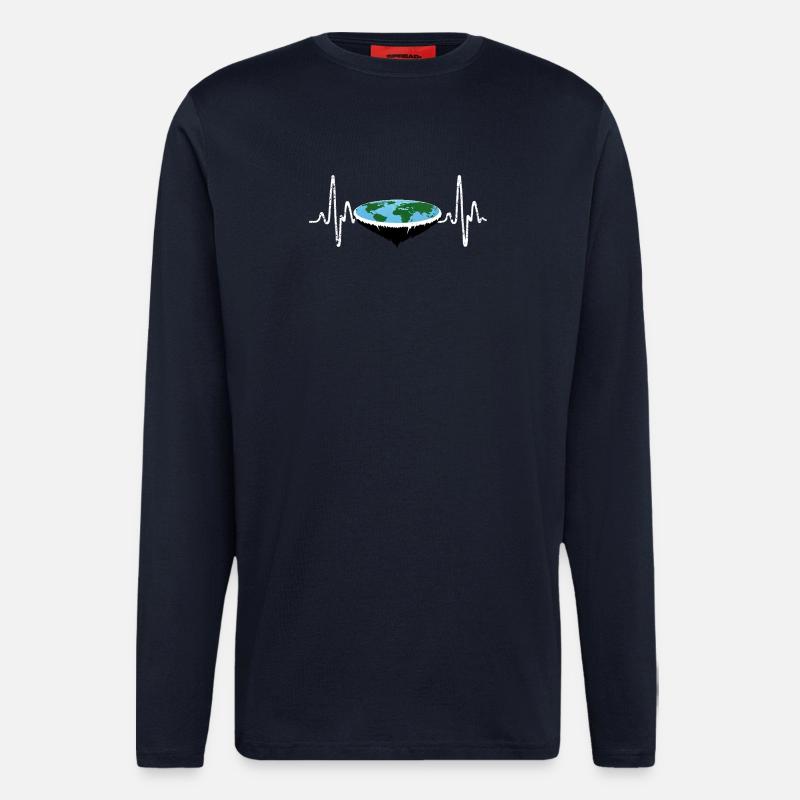 Herzschlag Flache Erde - Langarmshirt - made by SPREAD  - DARK NAVY