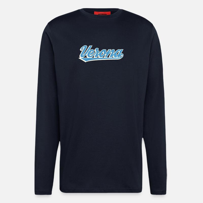 Logo Vérone Blue Script - Manches longues bio décontracté fabriqué en UE - DARK NAVY