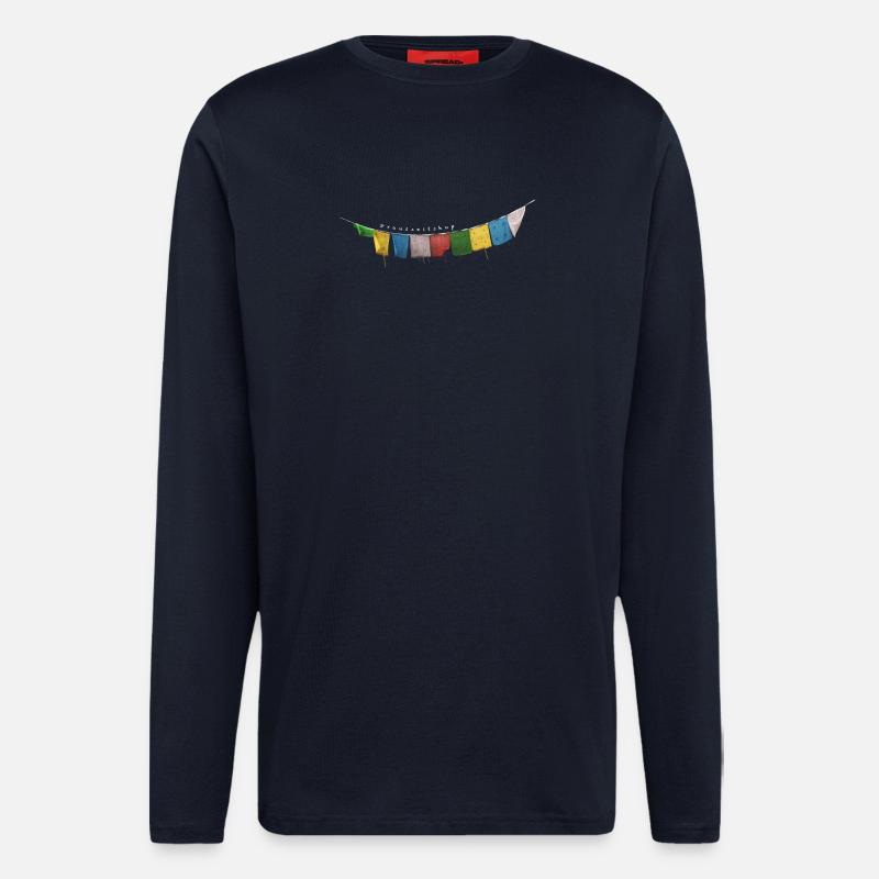 Drapeaux de prière - Manches longues bio décontracté fabriqué en UE - DARK NAVY