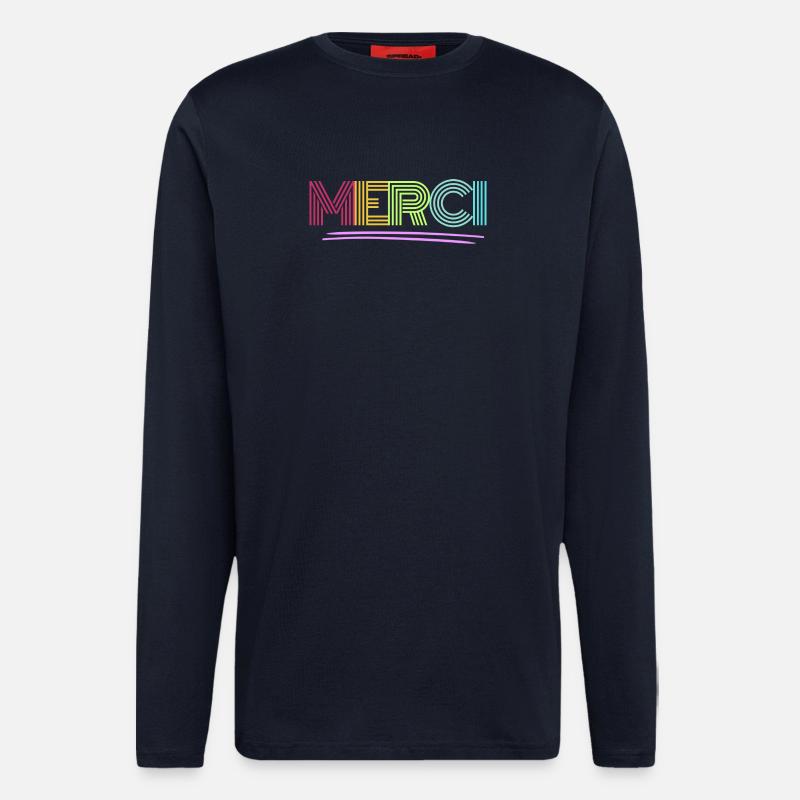 MERCI - Dankeschön - Regenbogen - Danke - Langarmshirt - made by SPREAD  - DARK NAVY