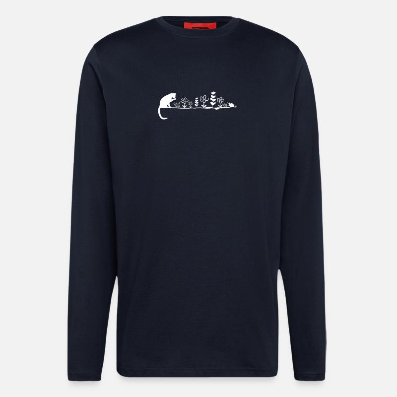 Garden Silhouette: Cat, Mouse & Flowers - Longsleeve - made by SPREAD  - DARK NAVY