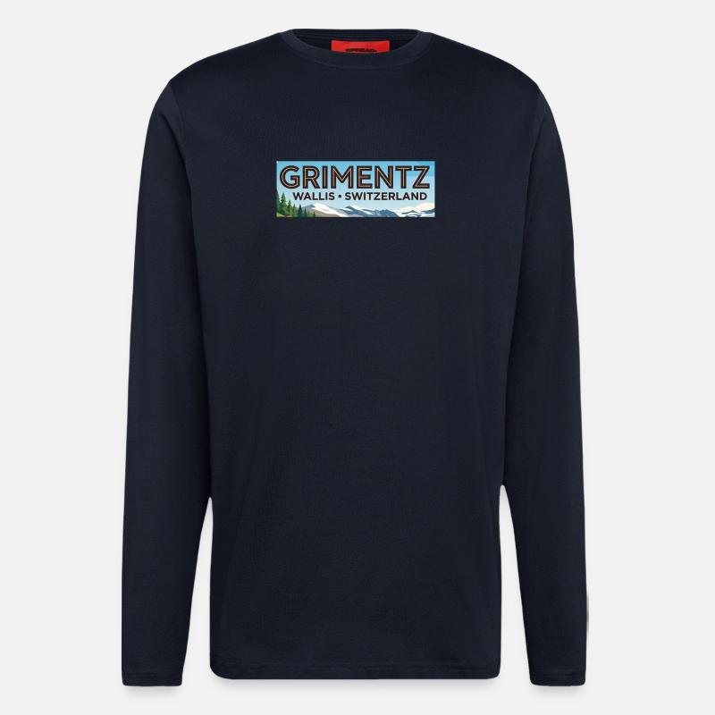 Grimentz Panorama Schweiz - Langarmshirt - made by SPREAD  - DARK NAVY