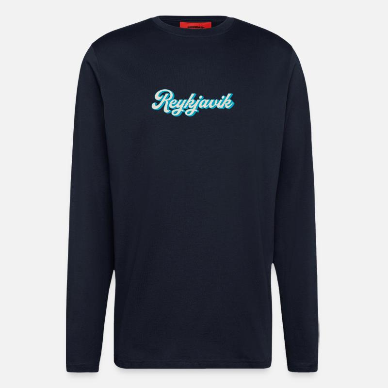 Reykjavik Neon Script - Longsleeve - made by SPREAD  - DARK NAVY