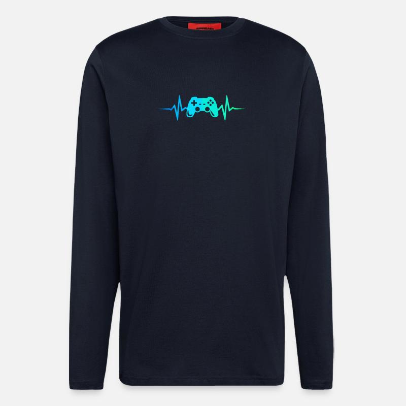 Gamer Herzschlag Gaming Controller Gamepad Zocker - Langarmshirt - made by SPREAD  - DARK NAVY