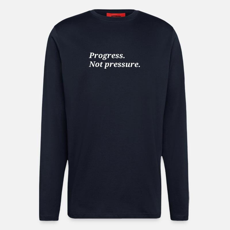 Progrès. Pas de pression. - Manches longues bio décontracté fabriqué en UE - DARK NAVY