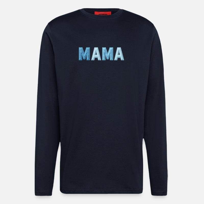 MAMA Denim Schriftzug Patchwork Trend - Langarmshirt - made by SPREAD - DARK NAVY