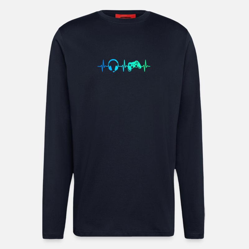 Gamer Herzschlag Gaming Controller Gamepad Headset - Langarmshirt - made by SPREAD  - DARK NAVY