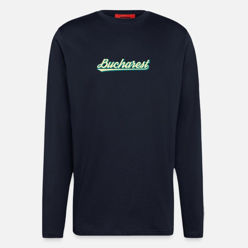 Bucharest Retro Script - Longsleeve - made by SPREAD  - DARK NAVY